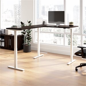 Move 60 Series 60W L Shaped Standing Desk in Black Walnut - Engineered Wood