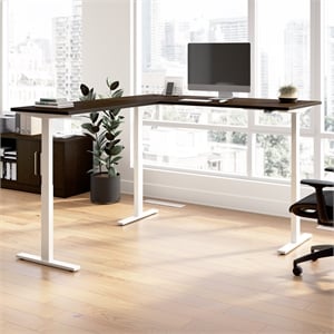 Move 60 Series 72W L Shaped Standing Desk in Mocha Cherry - Engineered Wood
