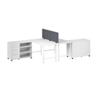 Hustle 2 Person Desk with Mobile Storage in White - Engineered Wood