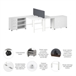 Hustle 2 Person Desk with Mobile Storage in White - Engineered Wood