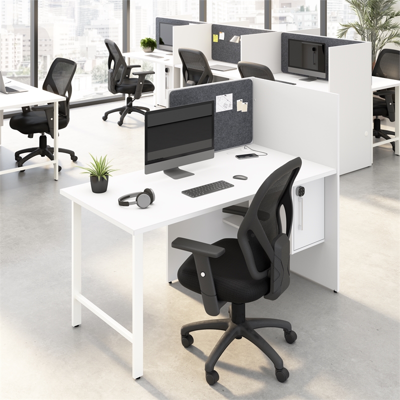 Hustle 60-inch Office Cubicle Desk with Storage in White - Engineered Wood