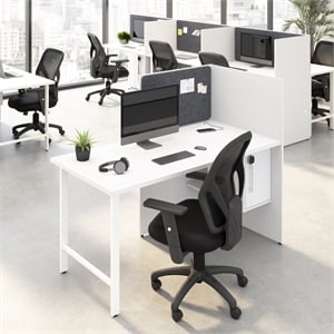 Hustle 60-inch Office Cubicle Desk with Storage in White - Engineered Wood