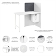 Hustle 48-inch Office Cubicle Desk with Storage in White - Engineered Wood