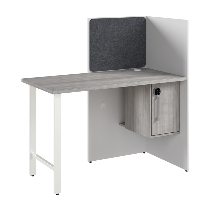 Hustle 48-inch Office Cubicle Desk with Storage in White/Gray - Engineered Wood