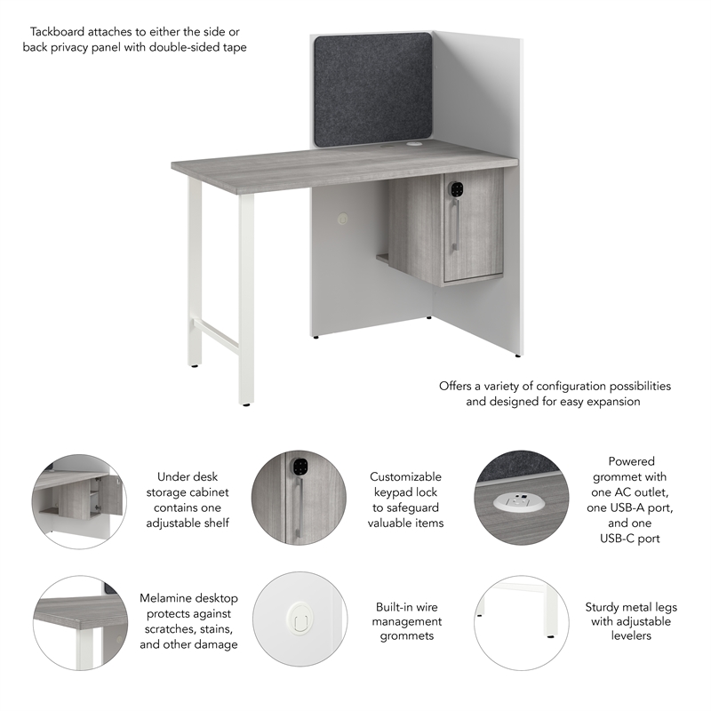Hustle 48-inch Office Cubicle Desk with Storage in White/Gray - Engineered Wood