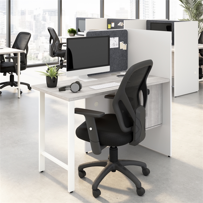 Hustle 48-inch Office Cubicle Desk with Storage in White/Gray - Engineered Wood