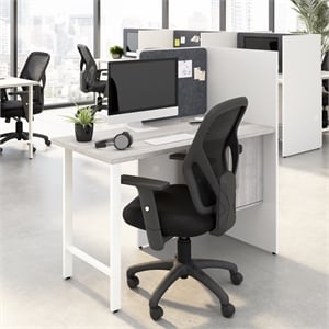 Hustle 48-inch Office Cubicle Desk with Storage in White/Gray - Engineered Wood