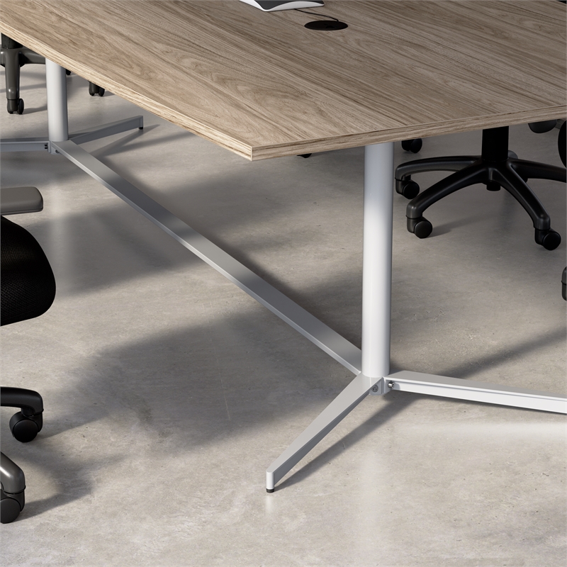 72W Office Conference Table with Metal Base in Modern Hickory - Engineered Wood
