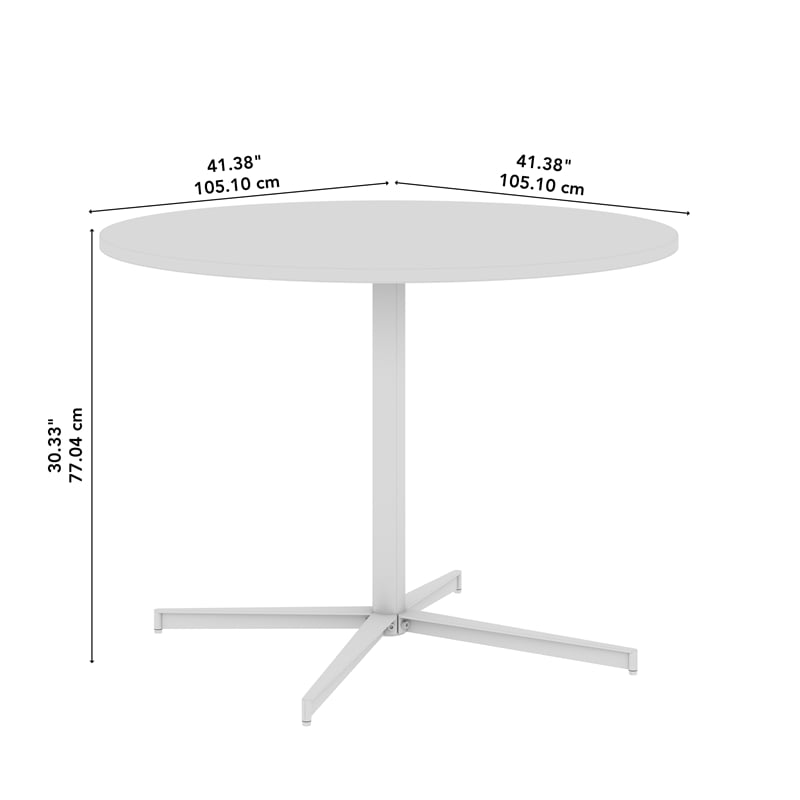 42W Round Conference Table with Metal Base in Natural Elm - Engineered Wood