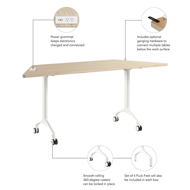 Synergy 72-inch Trapezoid Modular Conference Table in Elm - Engineered Wood