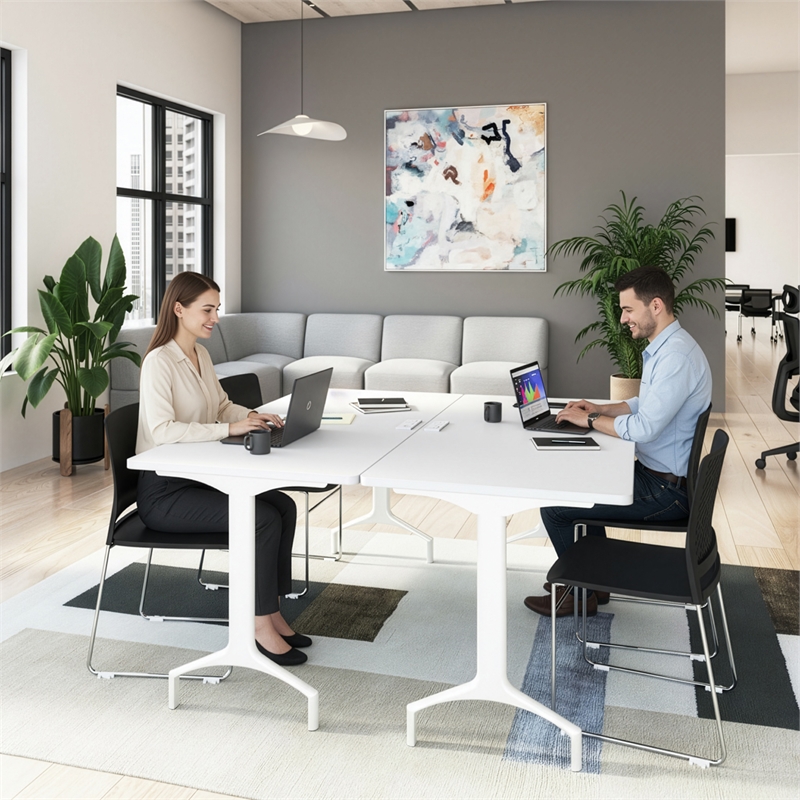 Synergy 72-inch Rectangle Modular Conference Table in White - Engineered Wood