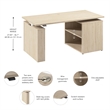 Stratus 60W x 30D Standing Desk with Bookcase in Natural Elm - Engineered Wood