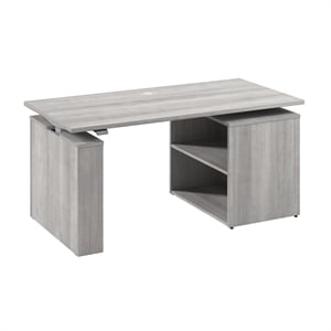 Stratus 60W x 30D Standing Desk with Bookcase in Platinum Gray - Engineered Wood