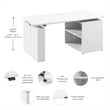 Stratus 60W x 30D Standing Desk with Bookcase in White - Engineered Wood