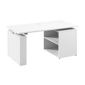 Stratus 60W x 30D Standing Desk with Bookcase in White - Engineered Wood