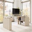 Stratus 72W x 30D Standing Desk with Bookcase in Natural Elm - Engineered Wood
