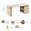 Stratus 72W x 30D Standing Desk with Bookcase in Natural Elm - Engineered Wood