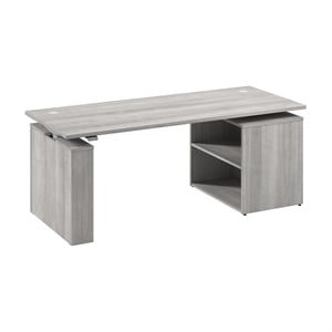 Stratus 72W x 30D Standing Desk with Bookcase in Platinum Gray - Engineered Wood