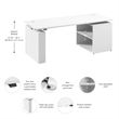 Stratus 72W x 30D Standing Desk with Bookcase in White - Engineered Wood