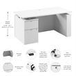 Stratus 60W Standing Desk with File Cabinet in White - Engineered Wood
