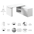 Stratus 60W Standing Desk with Storage in White - Engineered Wood