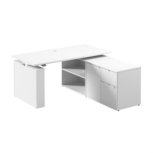 Stratus 60W Standing Desk with Storage in White - Engineered Wood