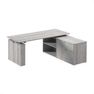 Stratus 72W x 30D Standing Desk with Storage in Platinum Gray - Engineered Wood