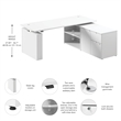 Stratus 72W x 30D Standing Desk with Storage in White - Engineered Wood