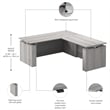 Stratus 72W x 78D L Shaped Standing Desk in Platinum Gray - Engineered Wood