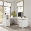Stratus 60W Standing L Desk with Drawers in White - Engineered Wood