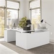 Stratus 60W Standing L Desk with Drawers in White - Engineered Wood
