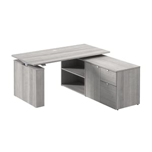 Stratus 60W x 30D Standing Desk with Storage in Platinum Gray - Engineered Wood