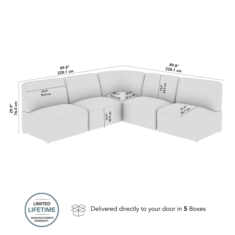 Assemble Modular 5 Seater L Shaped Sectional Lounge Sofa in Oat Fabric