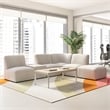 Assemble Modular 5 Seat L Shaped Sectional with Charging Station in Oat Fabric