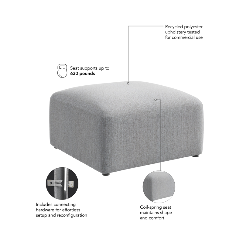 Assemble Modular Lounge Ottoman in Fog Fabric