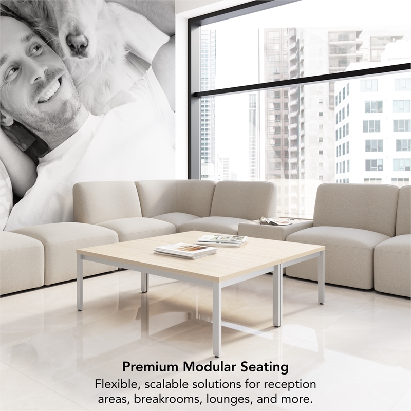 Assemble Modular Lounge Ottoman in Oat Fabric