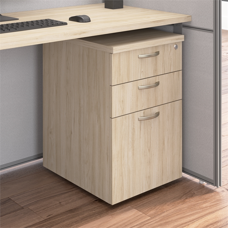 Easy Office 3 Drawer Rolling File Cabinet in Natural Elm - Engineered Wood