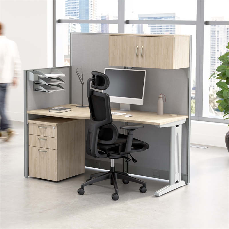 Office in an Hour Cubicle Storage Set in Natural Elm - Engineered Wood