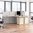 Easy Office 2 Person L Cubicle Desk w/ Drawers in Natural Elm - Engineered Wood