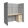Easy Office Cubicle Desk with Drawers in Natural Elm - Engineered Wood