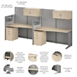 Office in an Hour 2 Person Cubicle Desk Set in Natural Elm - Engineered Wood