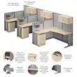 Office in an Hour 3 Person L Cubicle Desk Set in Natural Elm - Engineered Wood