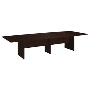 Bush Business Furniture Boat Shaped Conference Table with Wood Base in Cherry