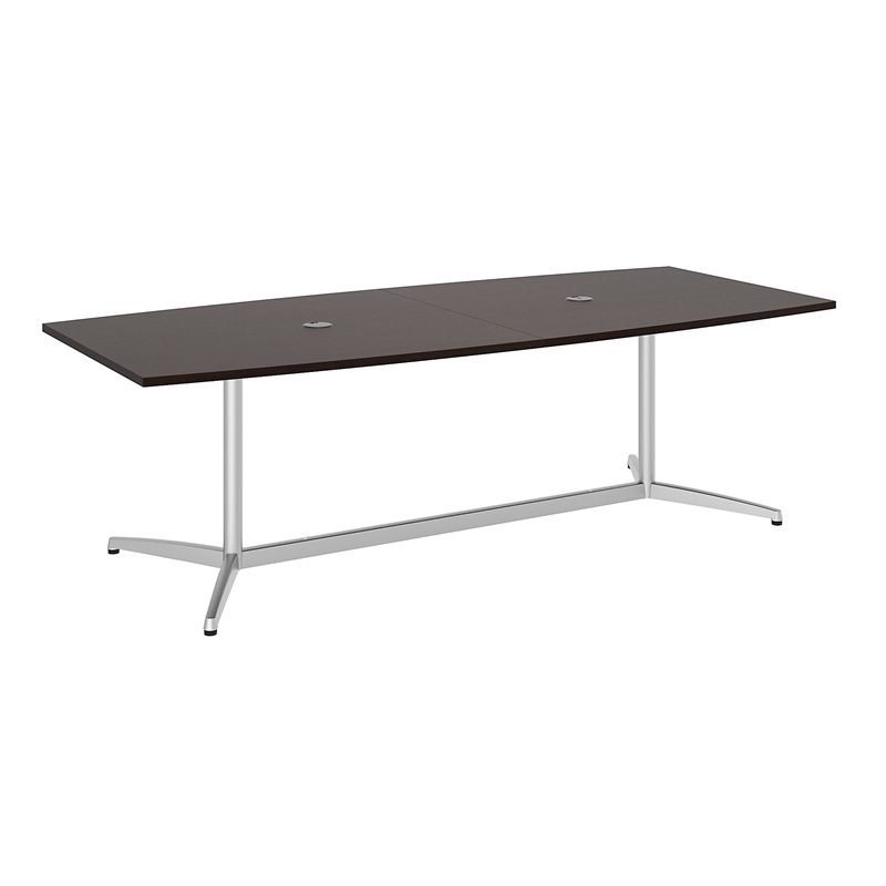 Bush Business Furniture Boat Shaped Conference Table with Metal Base in Cherry