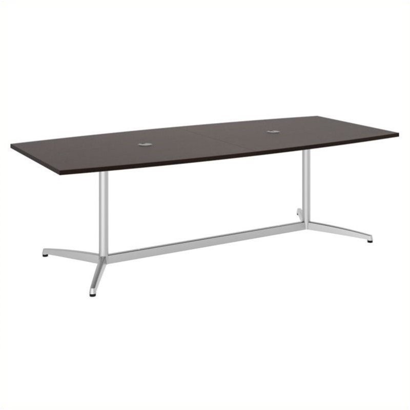Bush Business Furniture Boat Shaped Conference Table with Metal Base in Cherry