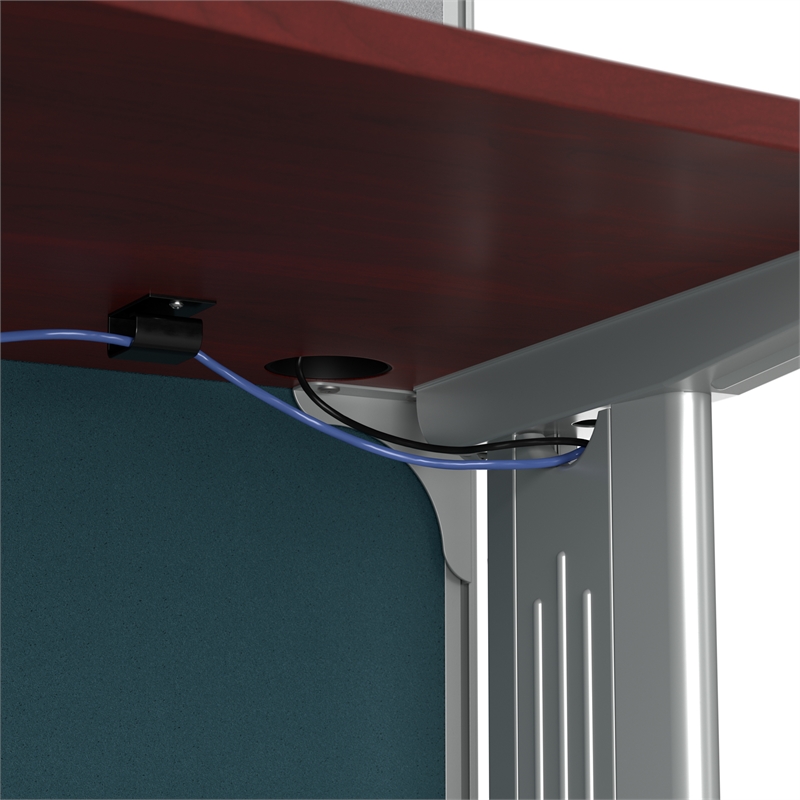 Office in an Hour L Shaped Cubicle Desk Set in Hansen Cherry - Engineered Wood