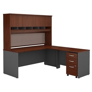 Series C 72W L Shaped Desk with Storage in Hansen Cherry - Engineered Wood