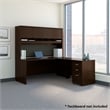 Series C 72W L Shaped Desk with Storage in Mocha Cherry - Engineered Wood
