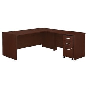 Series C 72W L Shaped Desk with File Cabinet in Mahogany - Engineered Wood