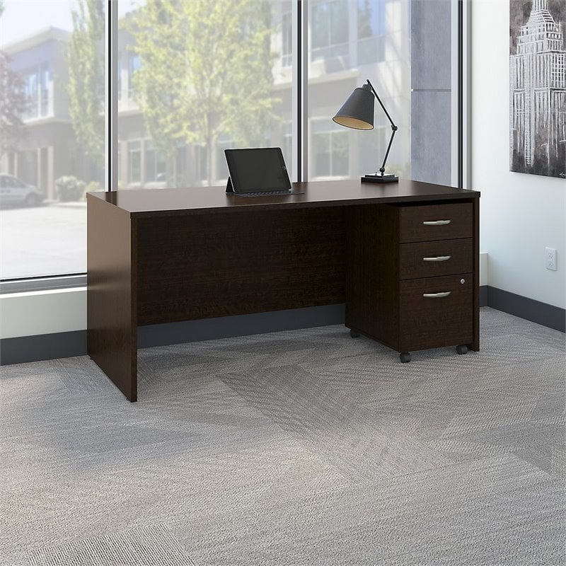 Series C 66W x 30D Office Desk with Drawers in Mocha Cherry - Engineered Wood